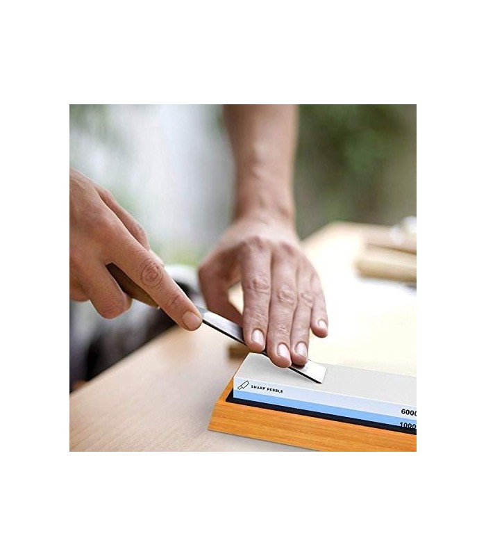 Sharp Pebble Premium Whetstone Knife Sharpening Stone 2 Side Grit Waterstone- Whetstone Knife Sharpener- NonSlip Bamboo Base & A