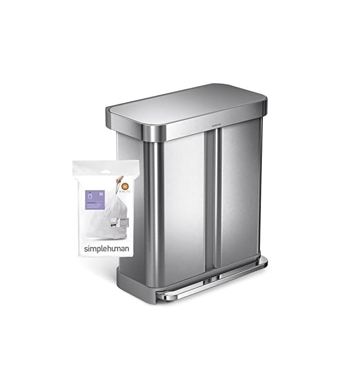 simplehuman Code H Sacos de lixo com cordão personalizado em embalagens dispensadoras, 100 unidades, 30-35 litros 8-9 galões, br